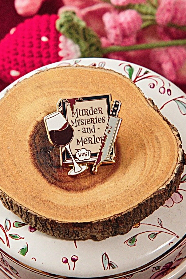 "Murder Mystery and Merlot" Bookish Enamel Pin