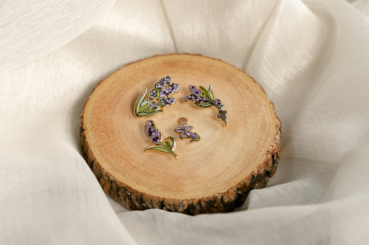 Lavender Enamel Filler Pin Set -  Bookish Fairycore Cottagecore Pinstory Original Enamel Pins