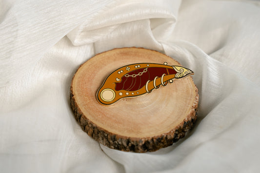 Brown Elf Ear w/ Jewelry Enamel Pin -  Bookish Fairycore Cottagecore Pinstory Original Enamel Pins