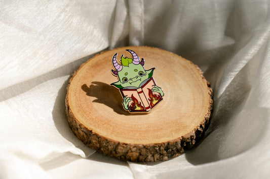 Mythical Dragon Reading Enamel Pin -  Bookish Fairycore Cottagecore Pinstory Original Enamel Pins