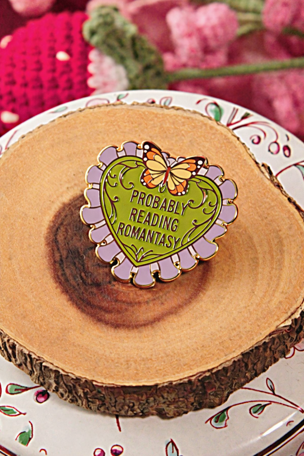 "Probably Reading Romantasy" Bookish Enamel Pin