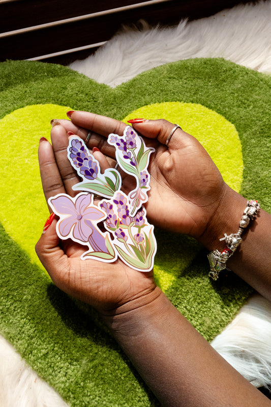 Multi Flower Lavender Sticker-  Bookish Fairycore Cottagecore Pinstory Original Sticker