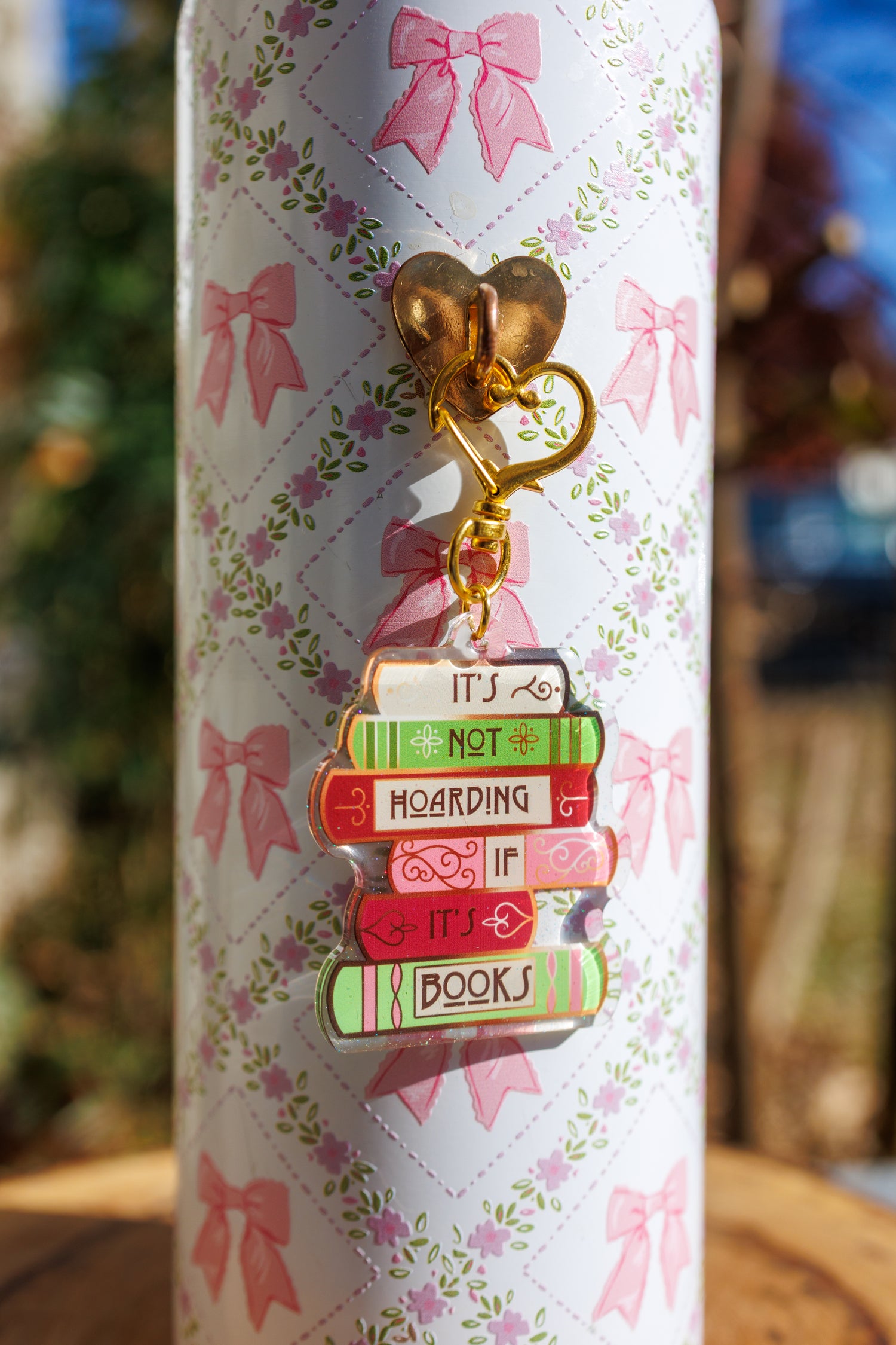 It's Not Hoarding If It's Books keychain and Kindle charm by Pinstory