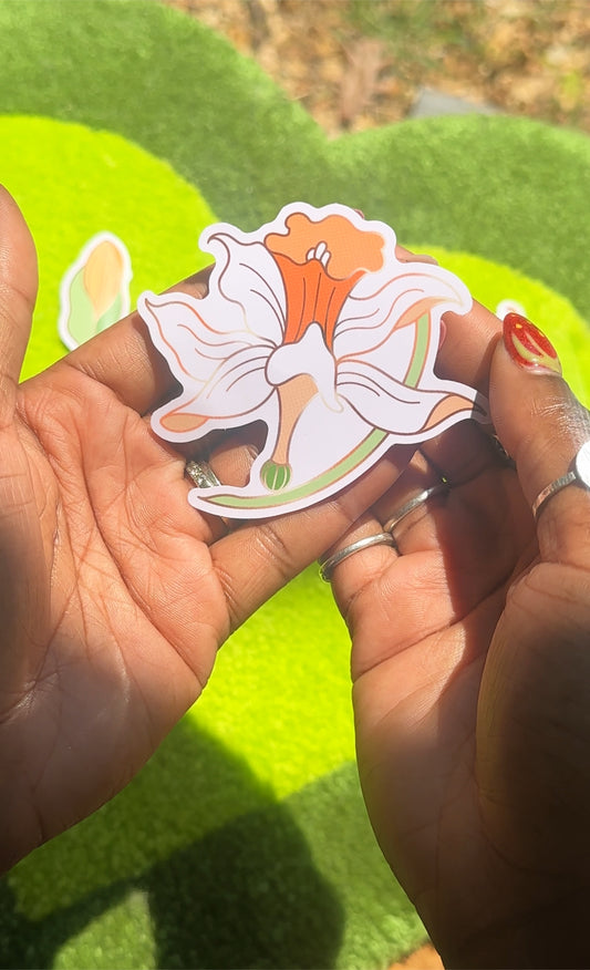 White Daffodil B Sticker -  Bookish Fairycore Cottagecore Pinstory Original Sticker