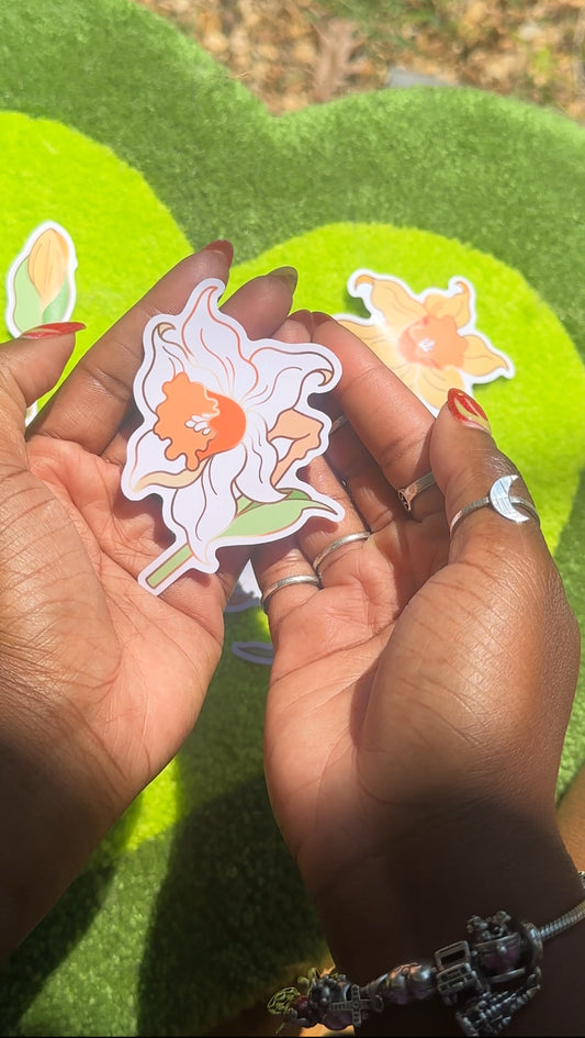 White Daffodil A Sticker -  Bookish Fairycore Cottagecore Pinstory Original Sticker