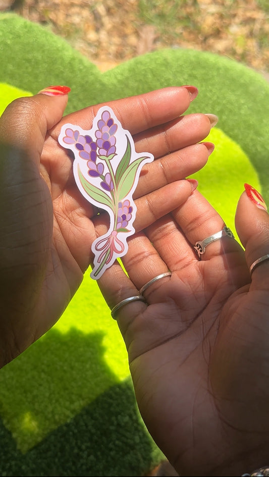 Lavender With Ribbon Sticker-  Bookish Fairycore Cottagecore Pinstory Original Sticker