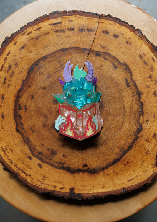 Dragon Reading Spice - Bookish Acrylic Hair Clips– Whimsical Hairclips for Book Lovers