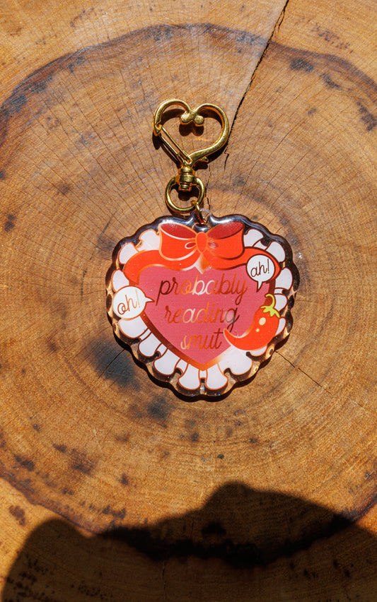 "Probably Reading Smut" Keychain/Kindle Charm -  Bookish Fairycore Cottagecore Pinstory Original Keychain/Kindle Charm
