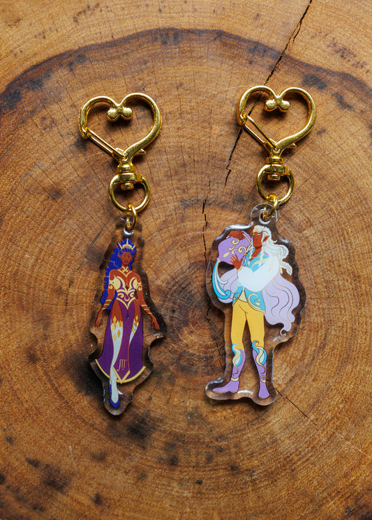 "Black Fae King and Queen" Keychain/Kindle Charm -  Bookish Fairycore Cottagecore Pinstory Original Keychain/Kindle Charm