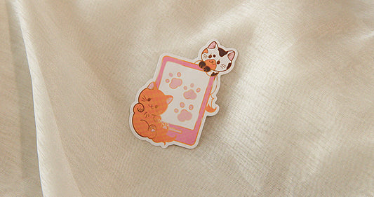"Cats and Kindles" Bookish Sticker -  Bookish Fairycore Cottagecore Pinstory Original Bookish Sticker