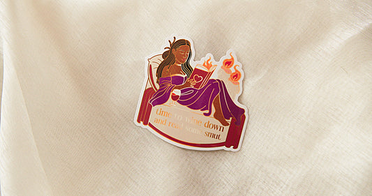 "Time to Wine Down and Read Some Smut" Bookish Sticker -  Bookish Fairycore Cottagecore Pinstory Original Bookish Sticker