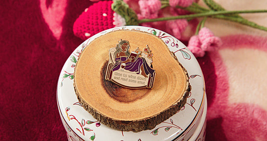 "Time to Wine Down and Read Some Smut" Enamel Pin -  Bookish Fairycore Cottagecore Pinstory Original Enamel Pins