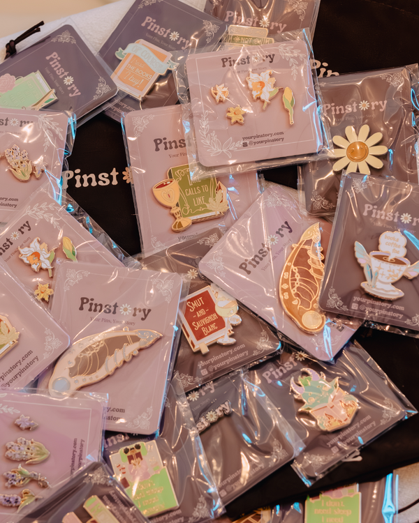Pinstory pins at the market
